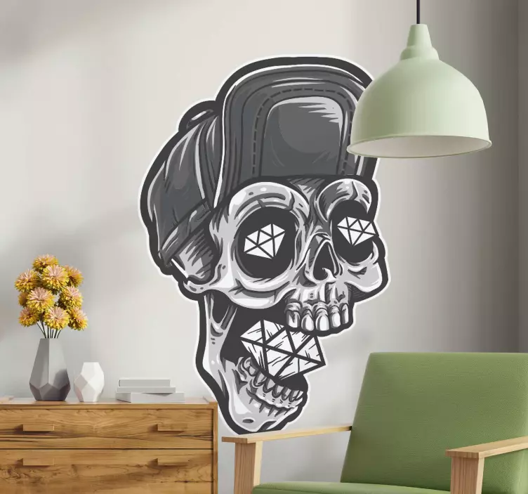 Skeleton head in a diamond halloween sticker - TenStickers