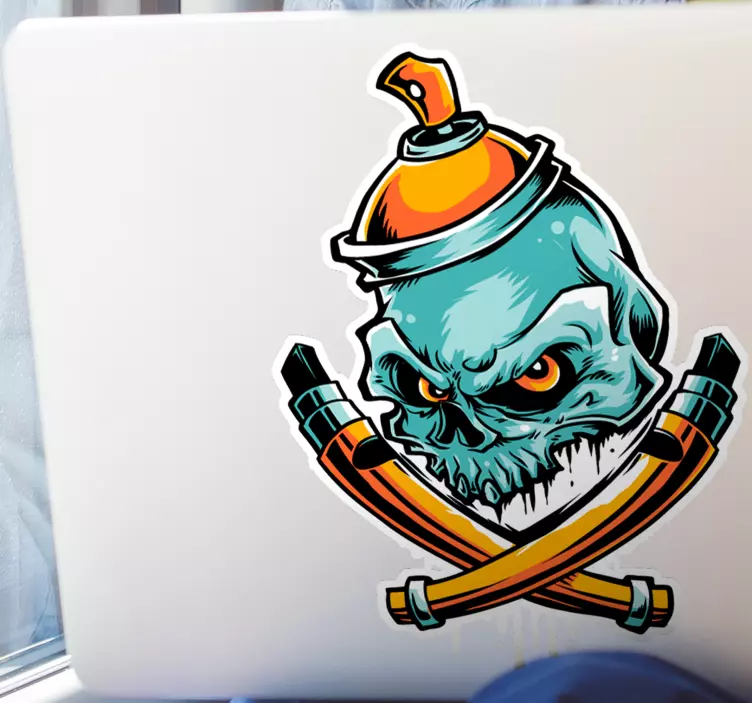 Skull spray paint laptop skins - TenStickers