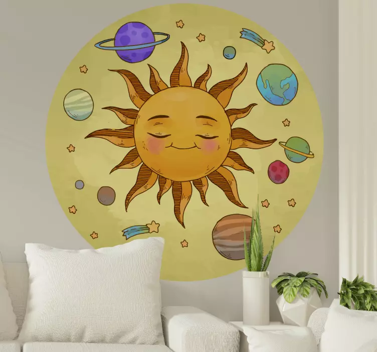 Smiling Sun Illustration space sticker - TenStickers