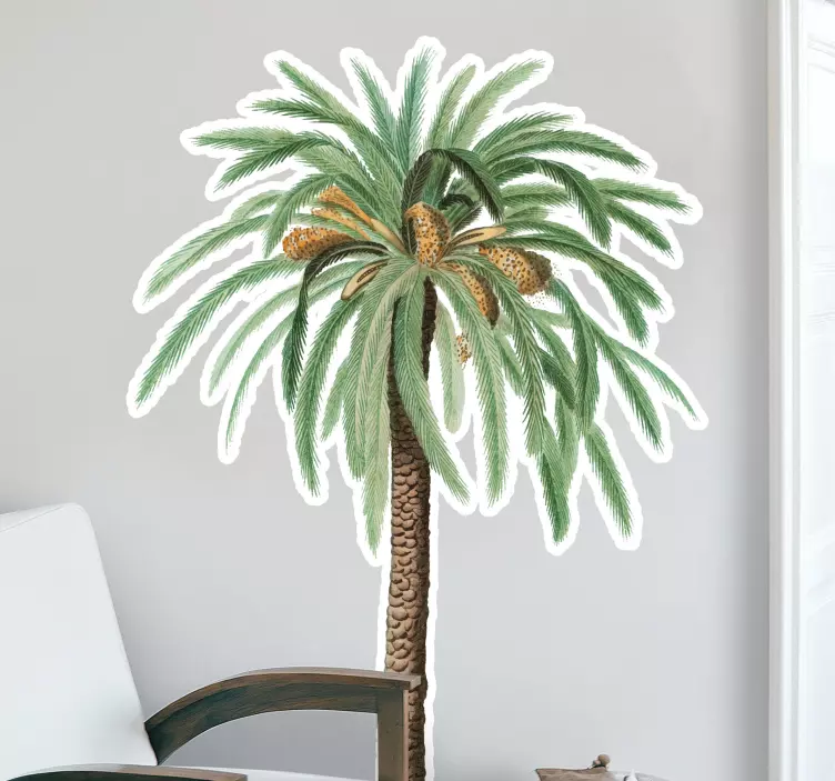 Sober tones palm tree wall sticker - TenStickers