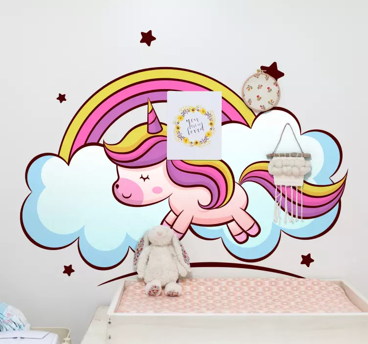 Children colour unicorn fairy tale sticker - TenStickers