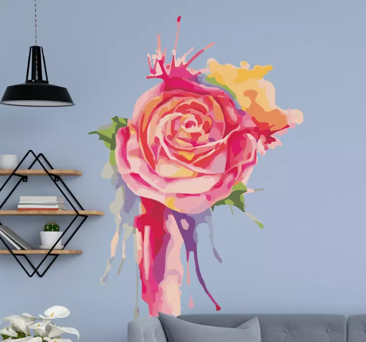 Splash rainbow flower flower wall sticker - TenStickers