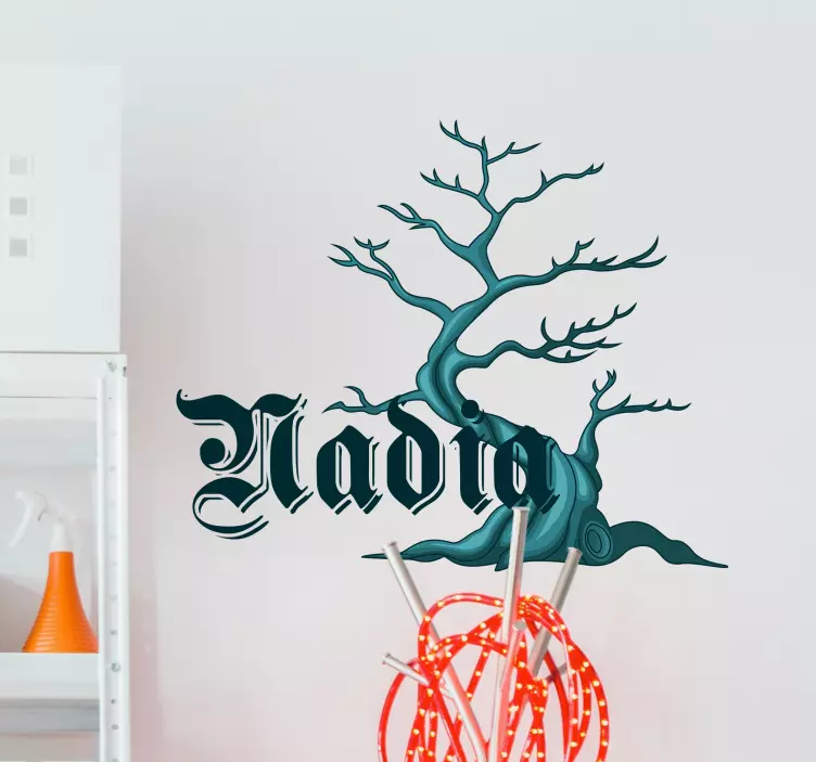 Spooky tree with personalised name wall sticker - TenStickers