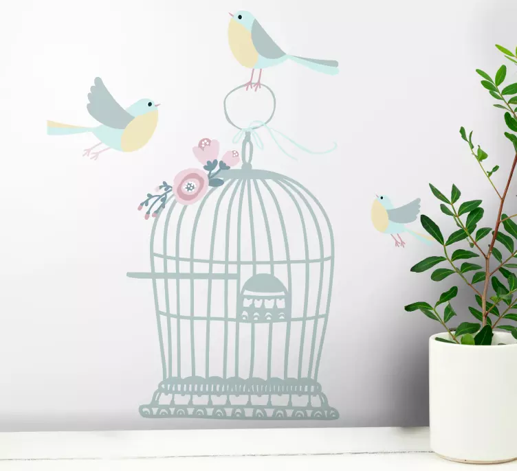 Spring's free flying birds flower wall sticker - TenStickers