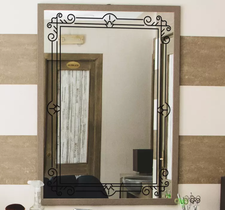 Elegant ornamental square frame mirror sticker - TenStickers
