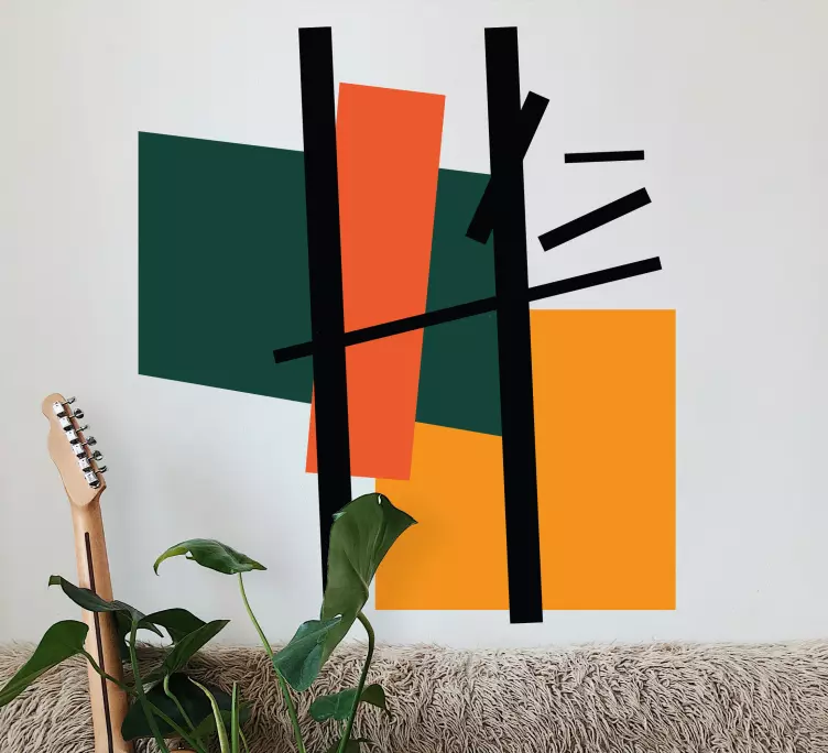 Squares and rectangles abstract art sticker - TenStickers