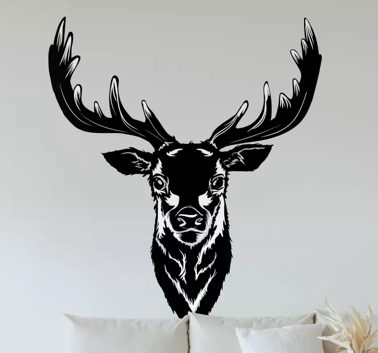 Stag head animal wall sticker - TenStickers