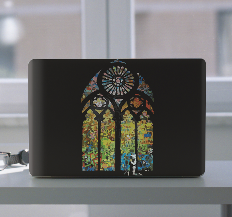 Stained glass Banksy art for laptop skins - TenStickers
