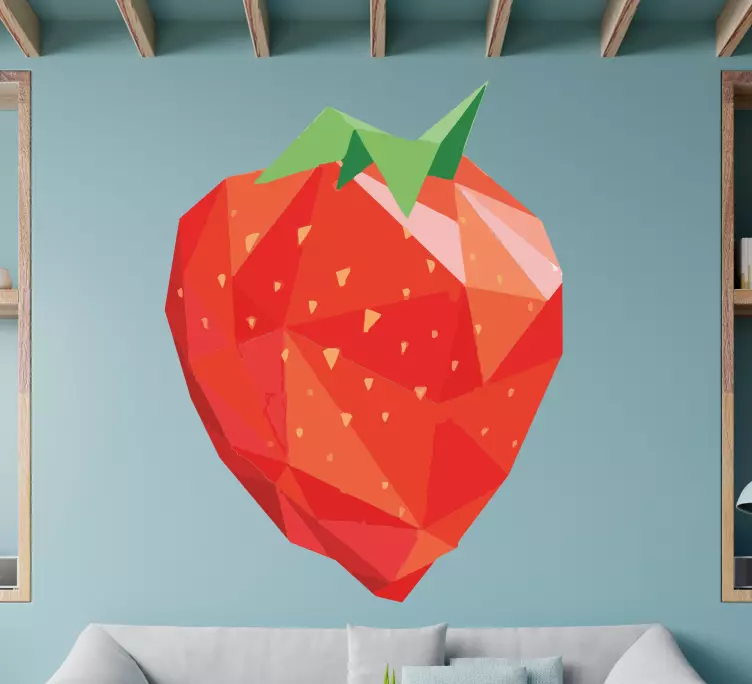 Strawberry red polygon wall sticker - TenStickers