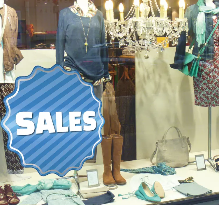 Striped Customisable Blue Label Sticker - TenStickers