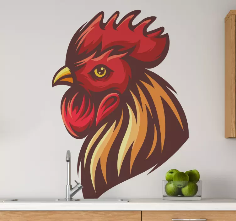 Stylized Rooster Head farm animal sticker - TenStickers