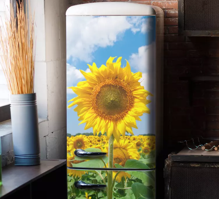 Sunflower blue sky fridge decal - TenStickers