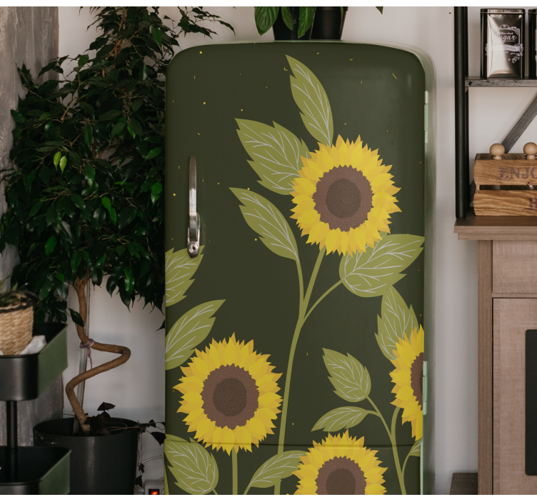 Sunflower Fridge Wrap flower sticker - TenStickers