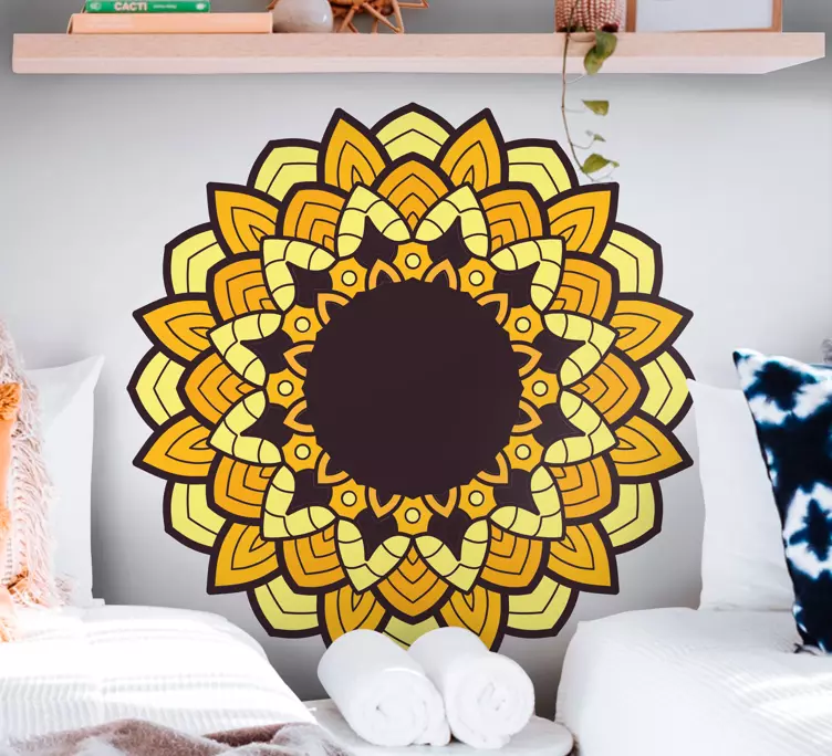 Sunflower mandala yellow door sticker - TenStickers