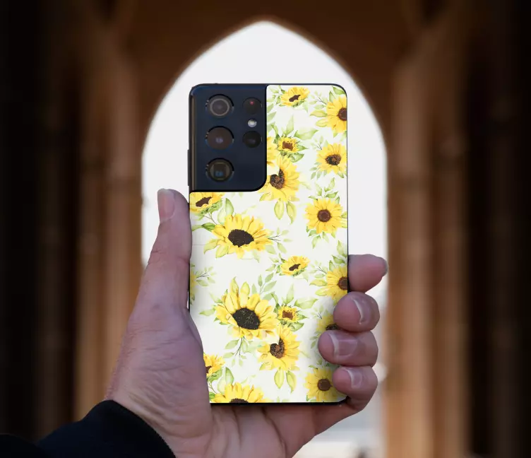 Sunflower Motif Samsung stickers - TenStickers