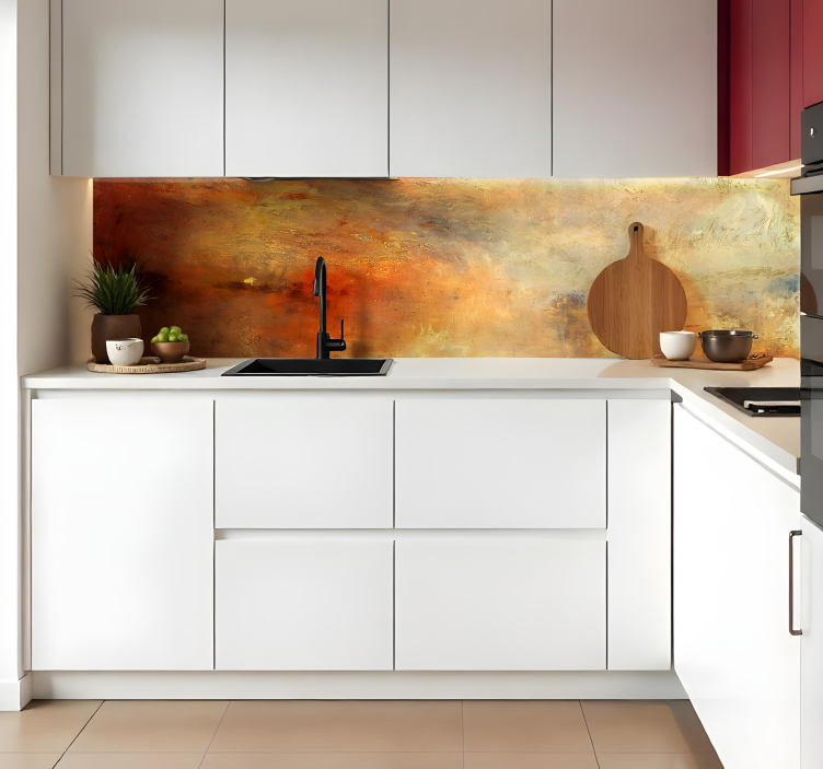 sunset over a lake kitchen wall sticker - TenStickers
