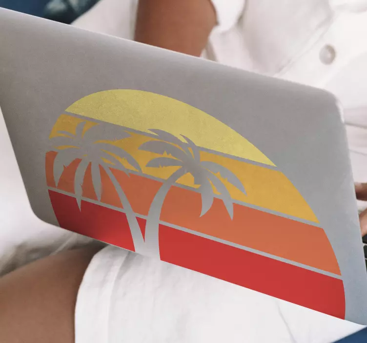 Sunset Palm Trees Laptop sticker - TenStickers
