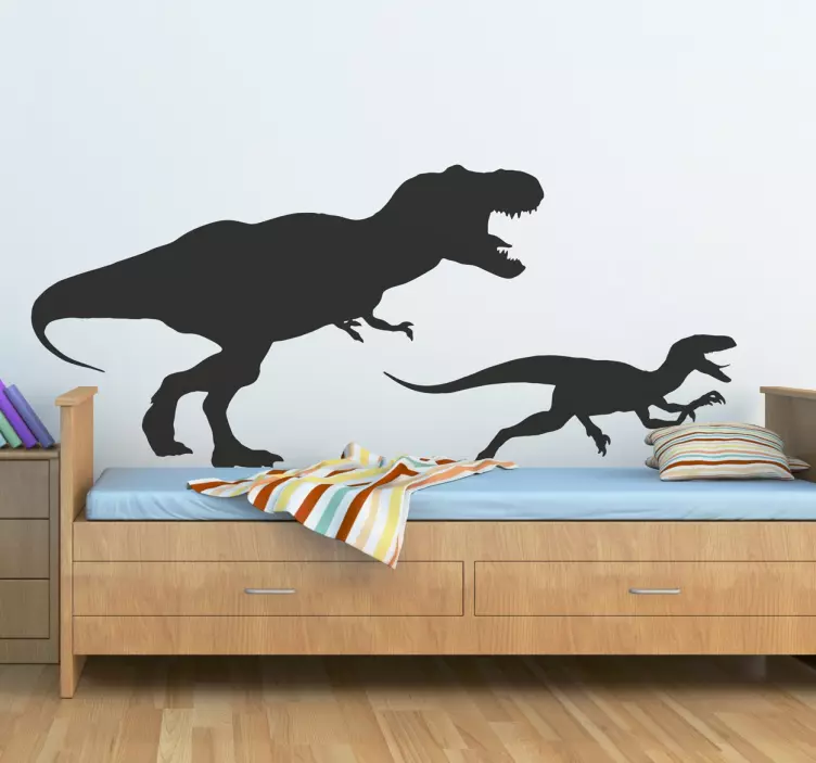 T-rex and velociraptor dinosaur wall sticker - TenStickers