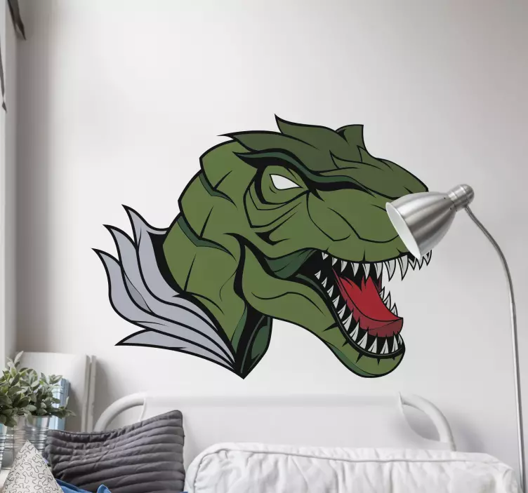 T-rex head illustration dinosaur wall decal - TenStickers