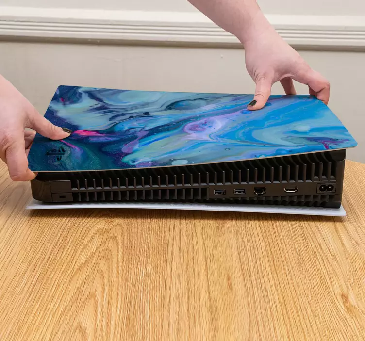 Teal waves oil paint PS5 sticker - TenStickers