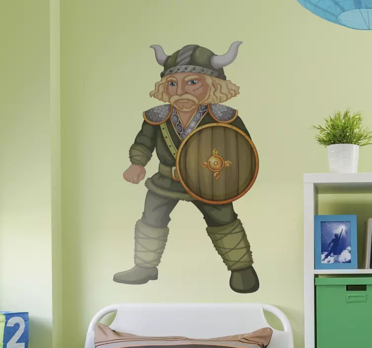 Teddy bear sticker viking warrior character - TenStickers