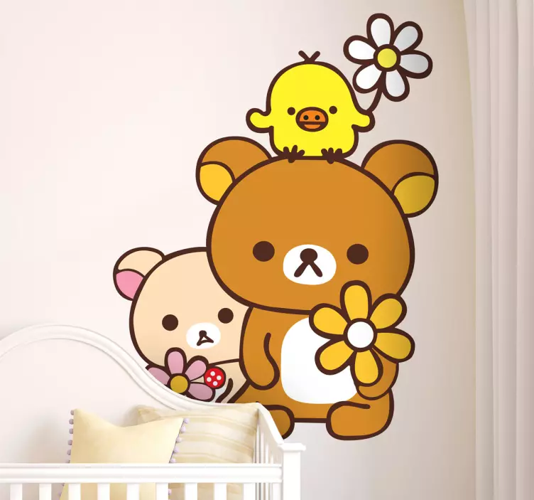 Teddy Bears and Chicken Friends Decal - TenStickers