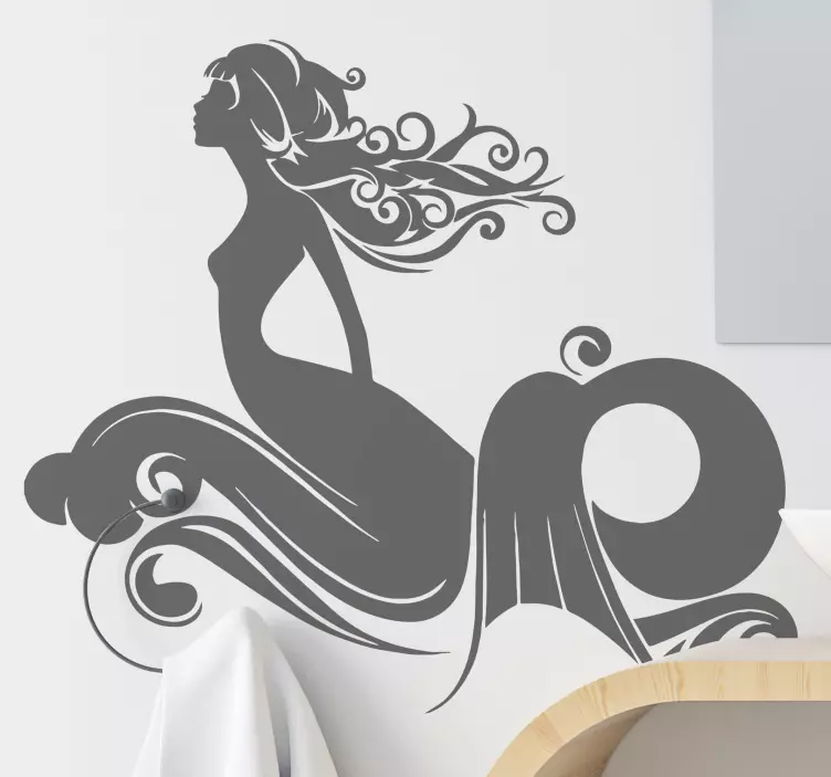 The mermaid goddess silhouette shower screen sticker - TenStickers