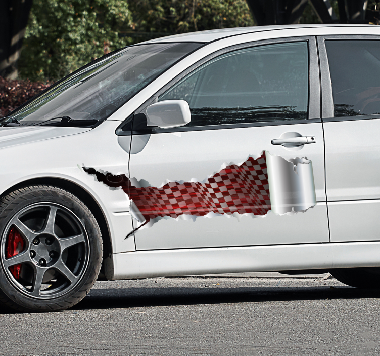 Torn sheet metal racing car sticker - TenStickers