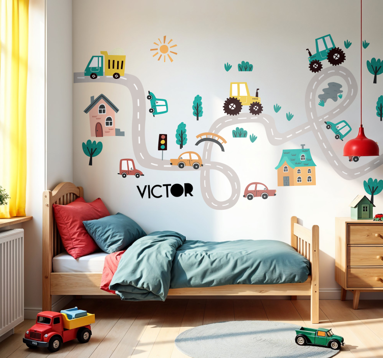 Tractor road wall sticker - TenStickers