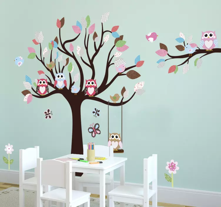 Tree and Owls Wall Sticker - TenStickers