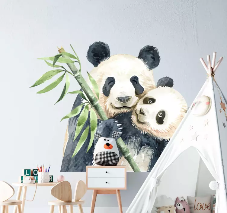 Tree and pandas  tree wall sticker - TenStickers
