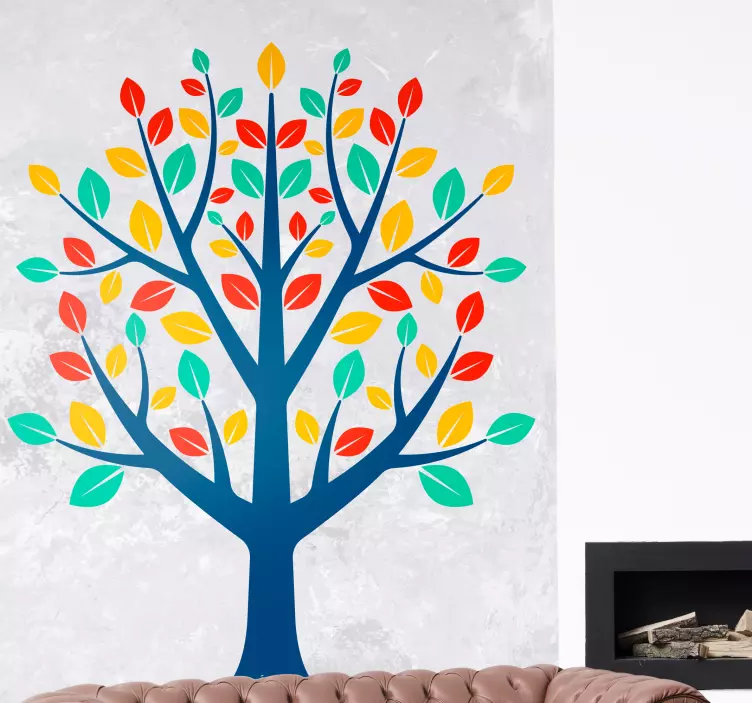 Tree of Life colourful leaves tree wall sticker - TenStickers
