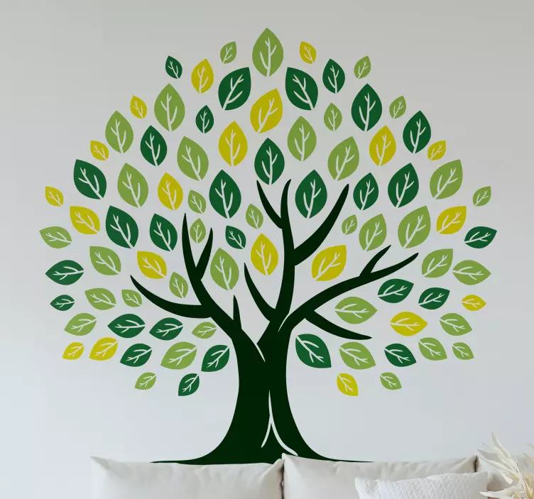 Tree of Life green shade leaves tree sticker - TenStickers
