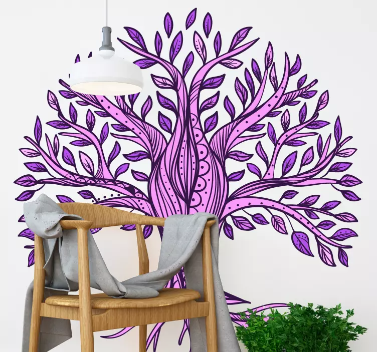 Tree of Life purple pattern tree wall sticker - TenStickers