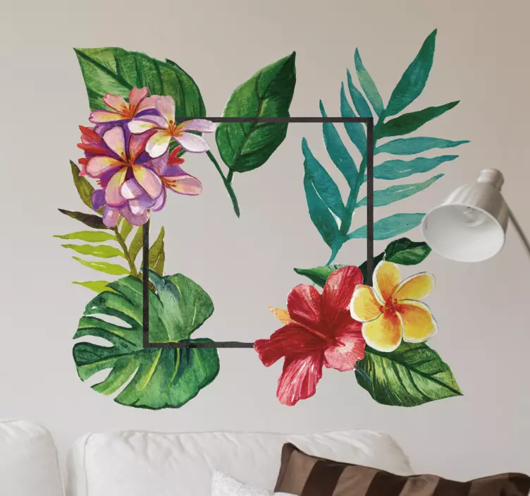 Tropical Floral Frame Decal - TenStickers