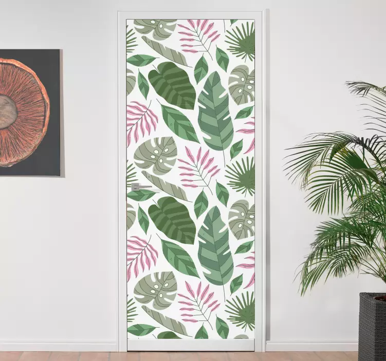 Tropical Leaf Elements door sticker - TenStickers