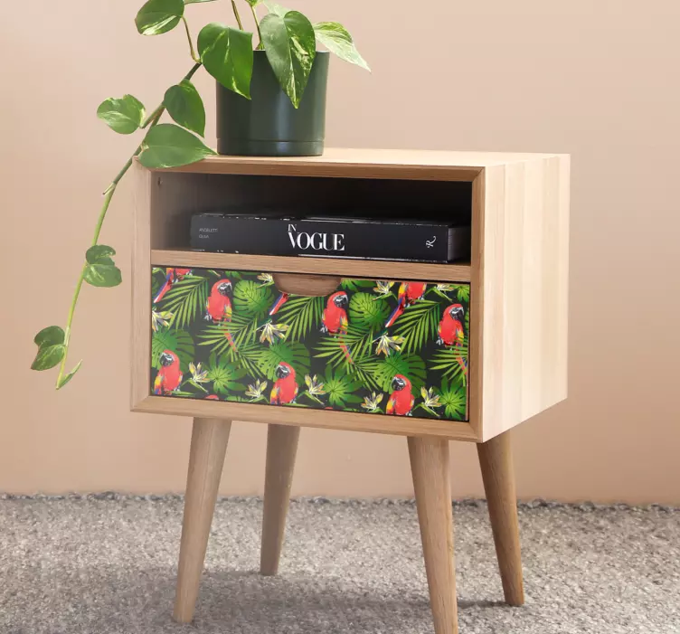 Tropical Parrots Pattern furniture sticker - TenStickers