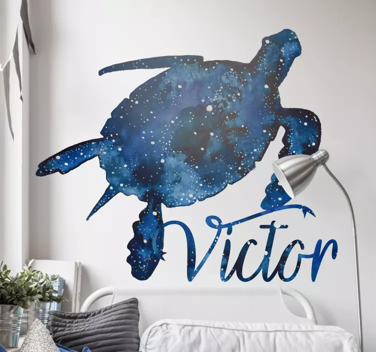 Turtle with galaxy pattern and name wall decor - TenStickers