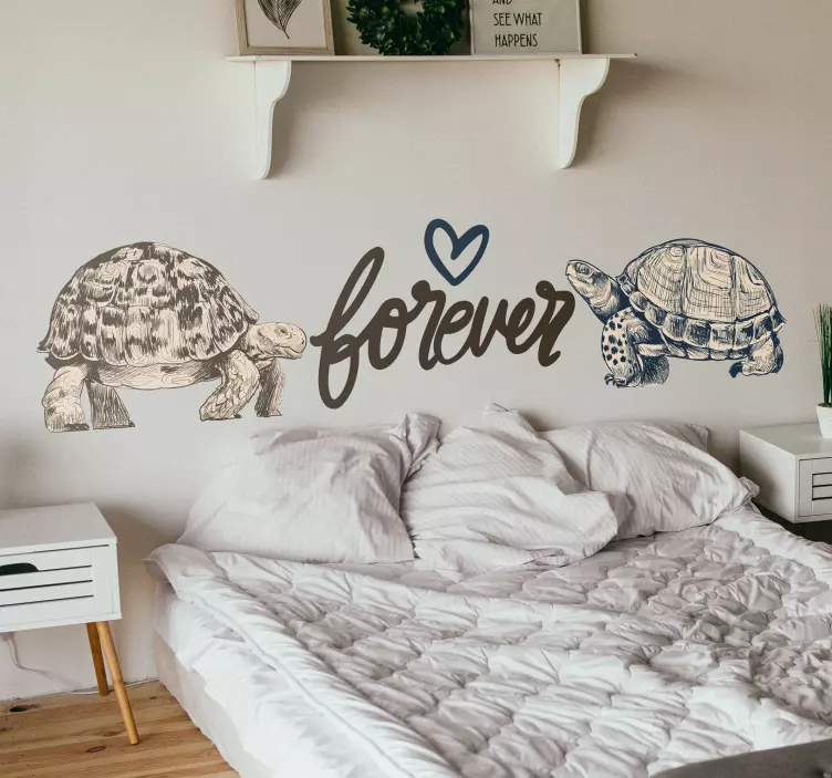 Turtles beige background bedroom animal sticker - TenStickers