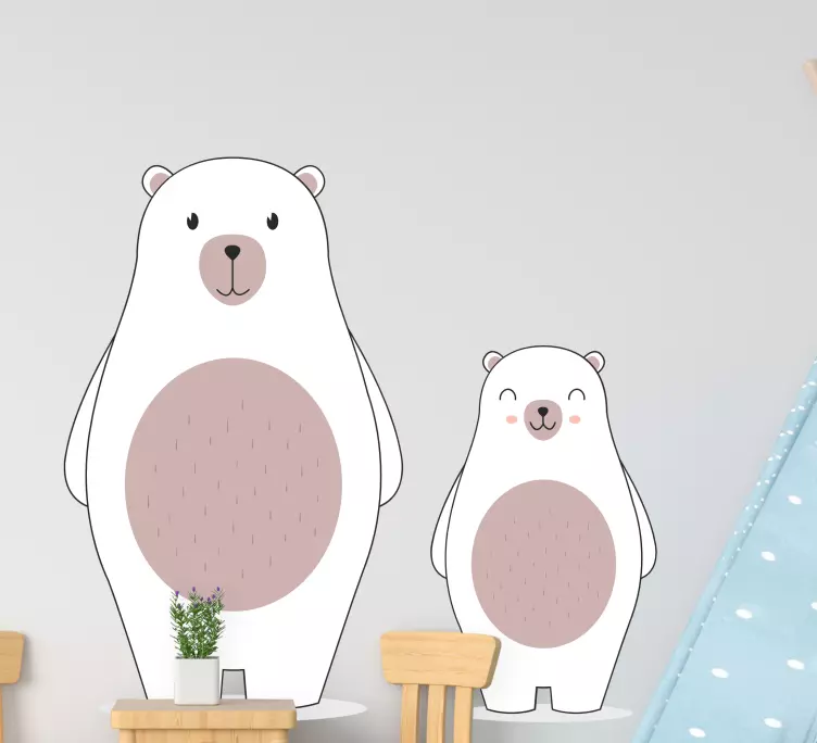 Two cartoon polar bears animal sticker - TenStickers