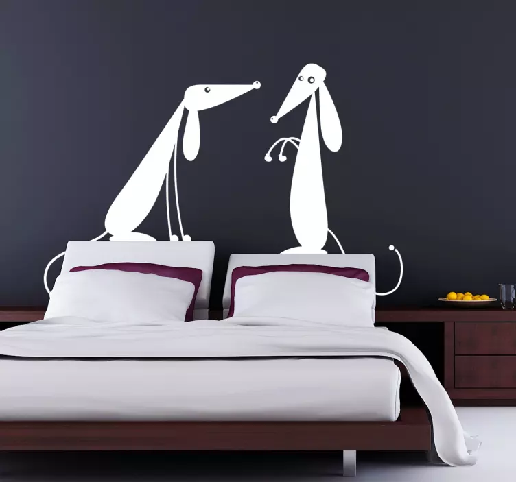 Two Cute Dachshunds Wall Sticker - TenStickers