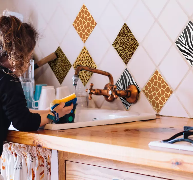 Varied Animal Print Tile Stickers - TenStickers