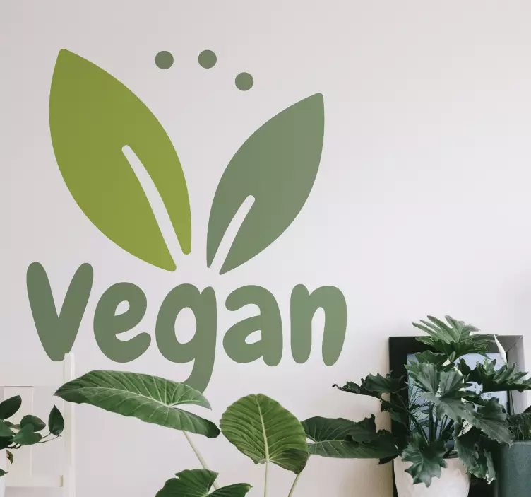 Vegan food with leaves workshop sticker - TenStickers