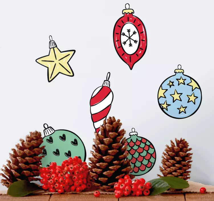 Vibrant Festive Ornaments holiday sticker - TenStickers