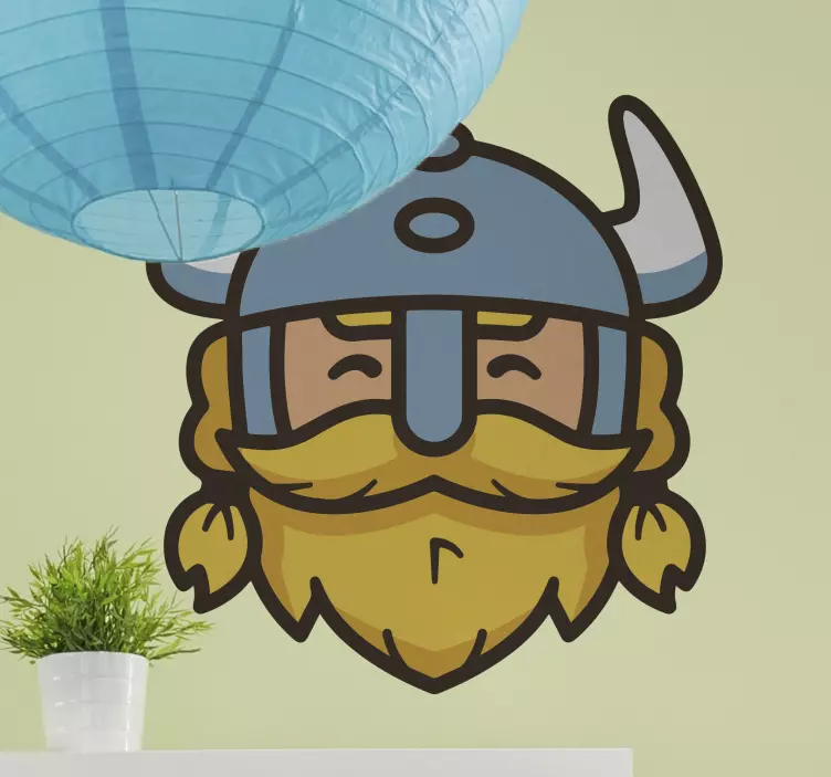 Viking funny smiling face character  stickers - TenStickers