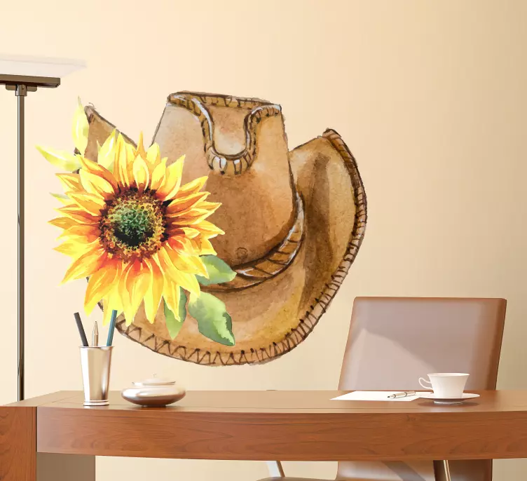 Vintage cowboy hat with sunflower sticker - TenStickers