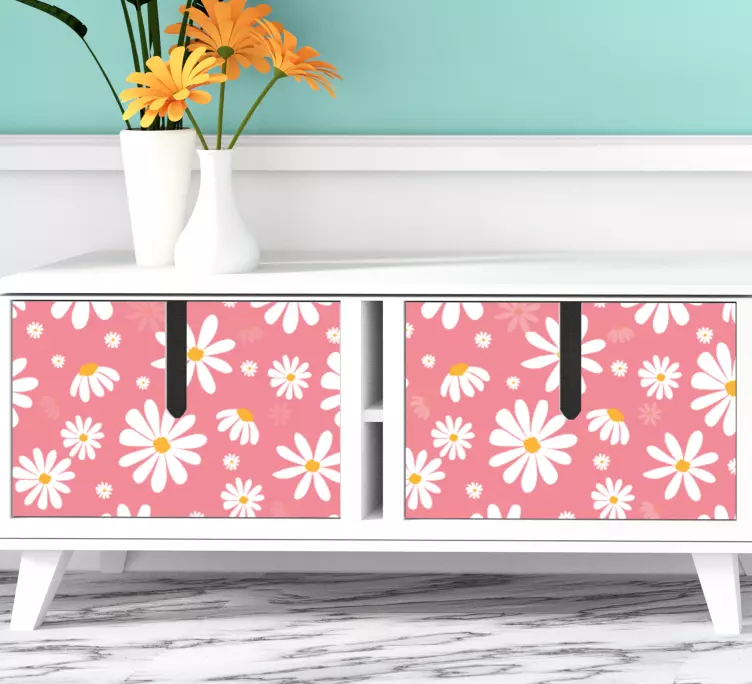 Vintage daisy flowers furniture sticker - TenStickers