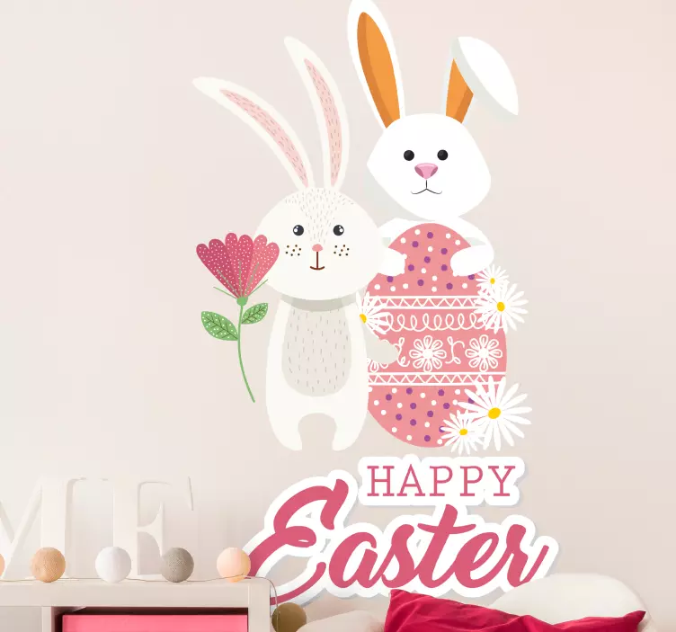 Wall sticker easter bunny couple - TenStickers
