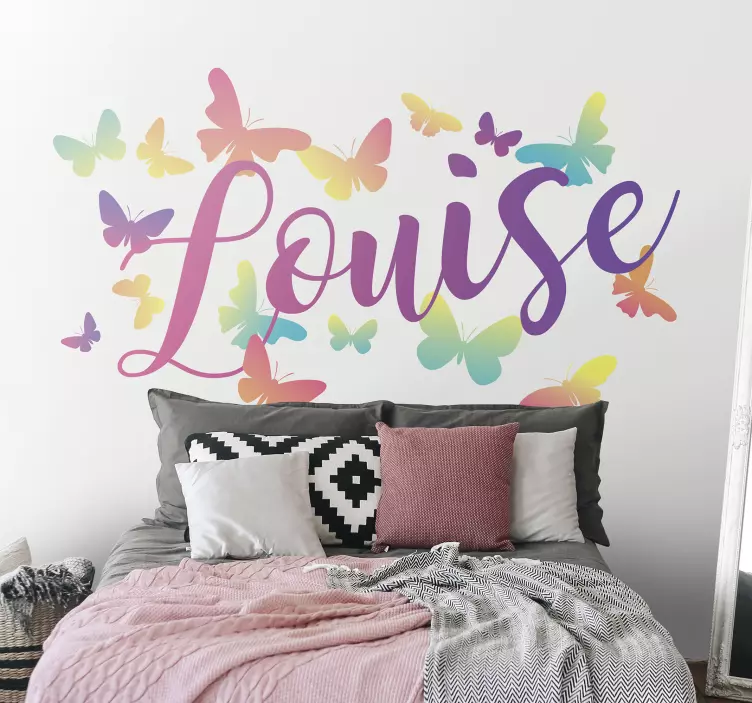 Wall stickers quotes customizable name butterflies - TenStickers