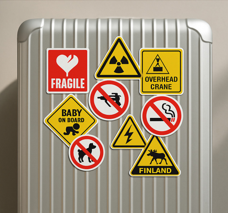 Warning Label Luggage travel stickers - TenStickers
